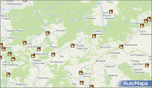 mapa Brzóza Stadnicka, Brzóza Stadnicka na mapie Targeo