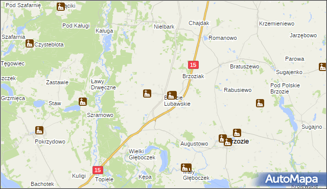 mapa Brzozie Lubawskie, Brzozie Lubawskie na mapie Targeo