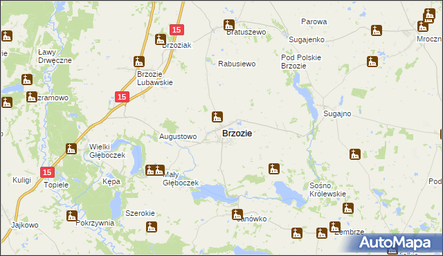 mapa Brzozie powiat brodnicki, Brzozie powiat brodnicki na mapie Targeo