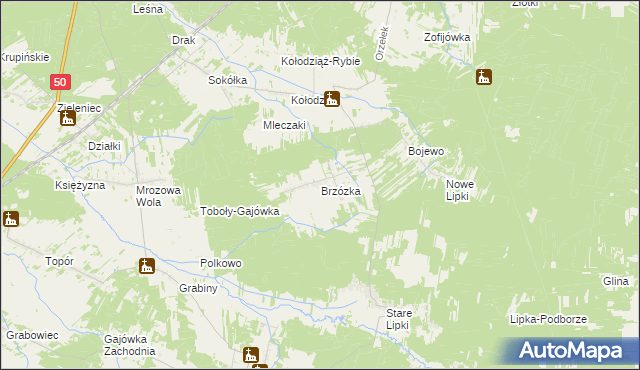 mapa Brzózka gmina Stoczek, Brzózka gmina Stoczek na mapie Targeo