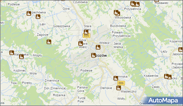 mapa Brzozów, Brzozów na mapie Targeo