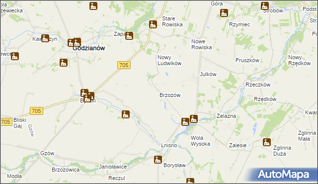 mapa Brzozów gmina Skierniewice, Brzozów gmina Skierniewice na mapie Targeo