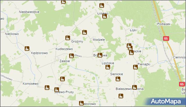 mapa Brzozowa gmina Grajewo, Brzozowa gmina Grajewo na mapie Targeo