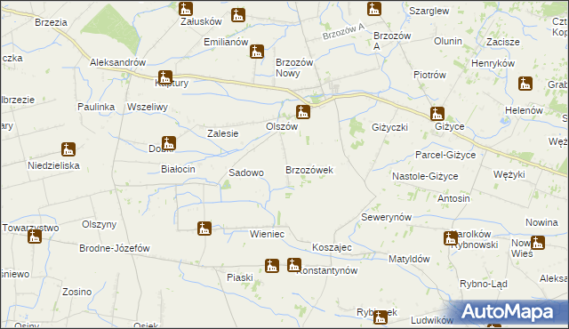 mapa Brzozówek, Brzozówek na mapie Targeo