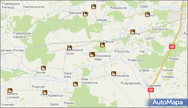 mapa Brzozowica Mała, Brzozowica Mała na mapie Targeo