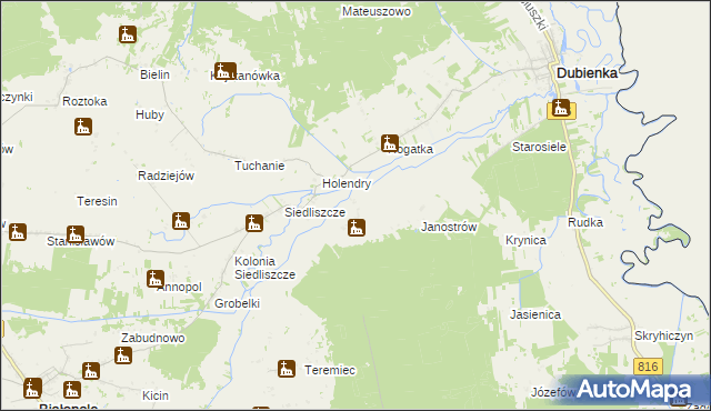 mapa Brzozowiec gmina Dubienka, Brzozowiec gmina Dubienka na mapie Targeo
