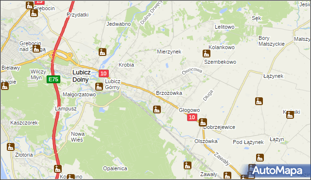 mapa Brzozówka gmina Obrowo, Brzozówka gmina Obrowo na mapie Targeo