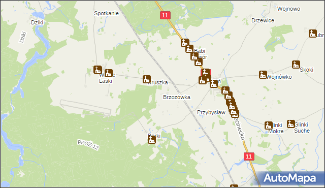 mapa Brzozówka gmina Okonek, Brzozówka gmina Okonek na mapie Targeo