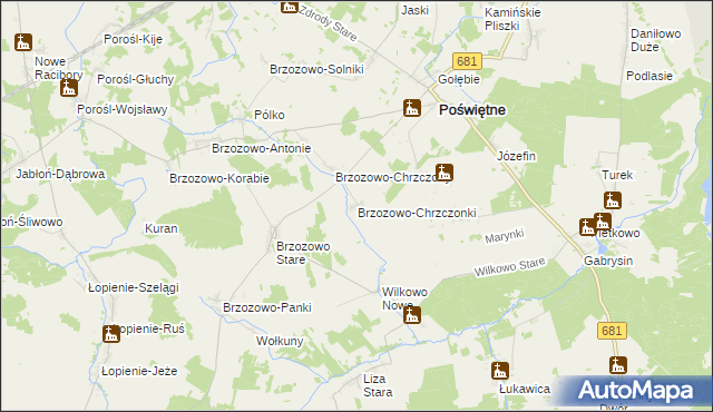 mapa Brzozowo-Chrzczonki, Brzozowo-Chrzczonki na mapie Targeo