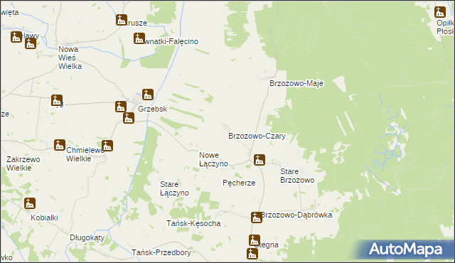 mapa Brzozowo-Czary, Brzozowo-Czary na mapie Targeo