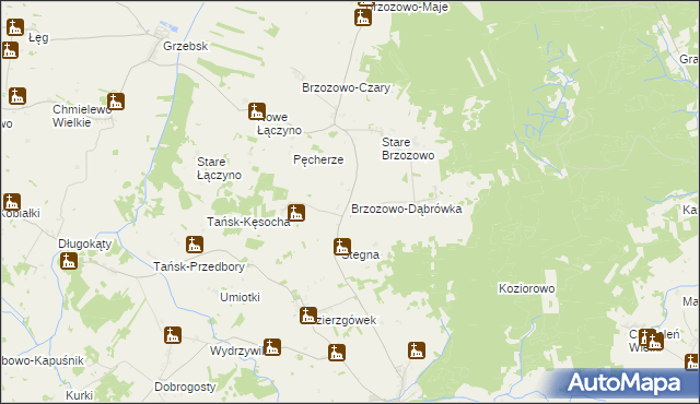 mapa Brzozowo-Dąbrówka, Brzozowo-Dąbrówka na mapie Targeo