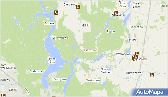 mapa Brzozowo gmina Koronowo, Brzozowo gmina Koronowo na mapie Targeo