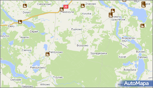 mapa Brzozowo gmina Lipnica, Brzozowo gmina Lipnica na mapie Targeo