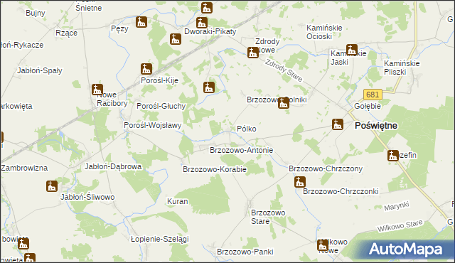 mapa Brzozowo-Muzyły, Brzozowo-Muzyły na mapie Targeo