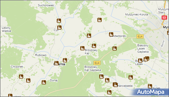 mapa Brzozowy Kąt gmina Czarnia, Brzozowy Kąt gmina Czarnia na mapie Targeo