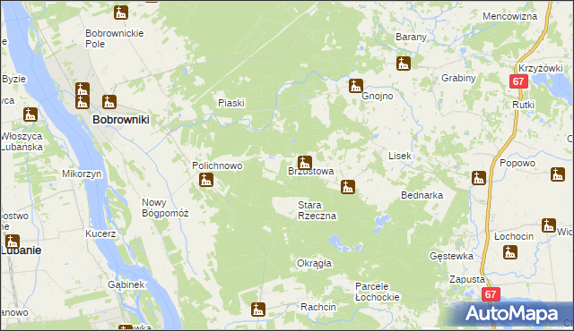 mapa Brzustowa, Brzustowa na mapie Targeo