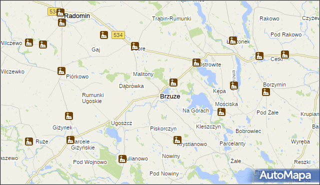 mapa Brzuze, Brzuze na mapie Targeo