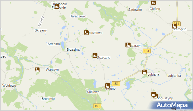mapa Brzyczno, Brzyczno na mapie Targeo