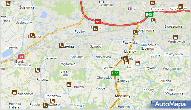 mapa Brzyczyna, Brzyczyna na mapie Targeo