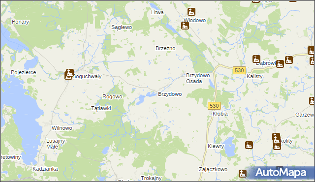 mapa Brzydowo gmina Świątki, Brzydowo gmina Świątki na mapie Targeo