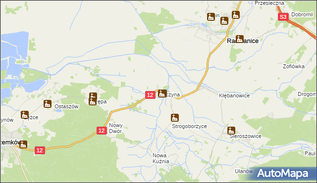 mapa Buczyna gmina Radwanice, Buczyna gmina Radwanice na mapie Targeo