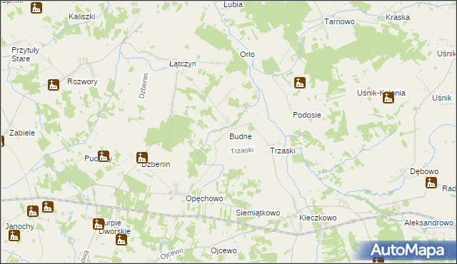 mapa Budne gmina Troszyn, Budne gmina Troszyn na mapie Targeo