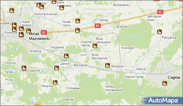 mapa Budy Barcząckie, Budy Barcząckie na mapie Targeo