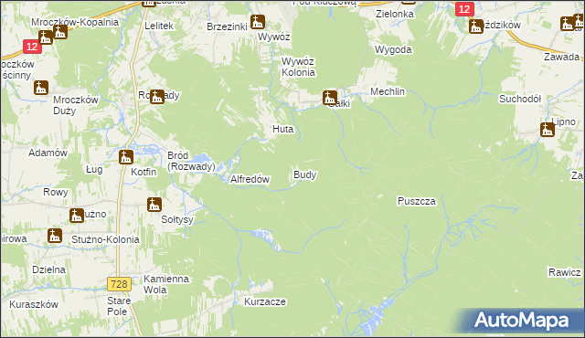 mapa Budy gmina Gielniów, Budy gmina Gielniów na mapie Targeo