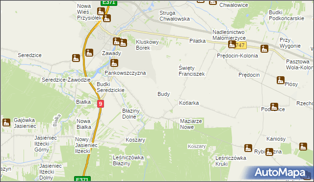 mapa Budy gmina Iłża, Budy gmina Iłża na mapie Targeo