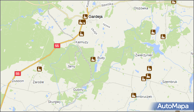 mapa Budy gmina Rogóźno, Budy gmina Rogóźno na mapie Targeo