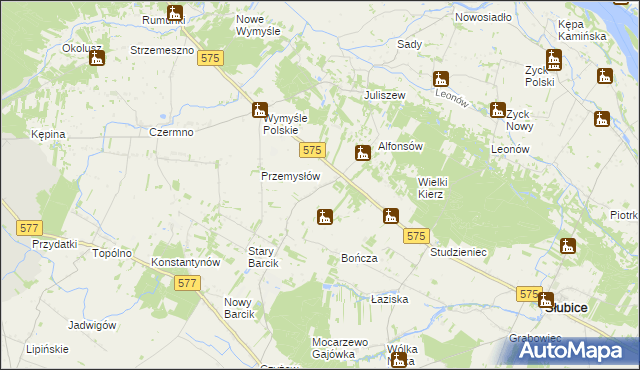 mapa Budy gmina Słubice, Budy gmina Słubice na mapie Targeo