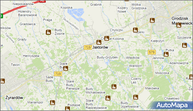 mapa Budy-Grzybek, Budy-Grzybek na mapie Targeo