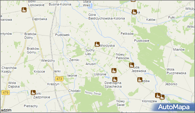 mapa Budy Jeżewskie, Budy Jeżewskie na mapie Targeo