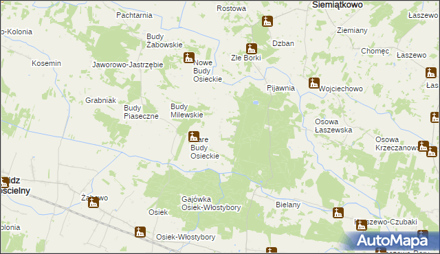 mapa Budy Koziebrodzkie, Budy Koziebrodzkie na mapie Targeo