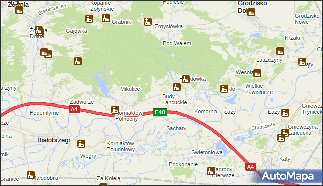 mapa Budy Łańcuckie, Budy Łańcuckie na mapie Targeo