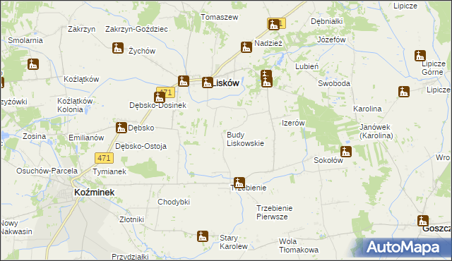 mapa Budy Liskowskie, Budy Liskowskie na mapie Targeo
