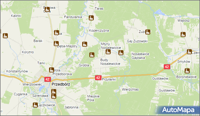 mapa Budy Nosalewickie, Budy Nosalewickie na mapie Targeo