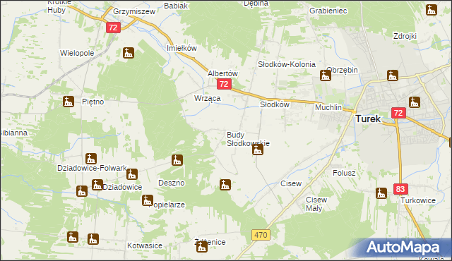 mapa Budy Słodkowskie, Budy Słodkowskie na mapie Targeo