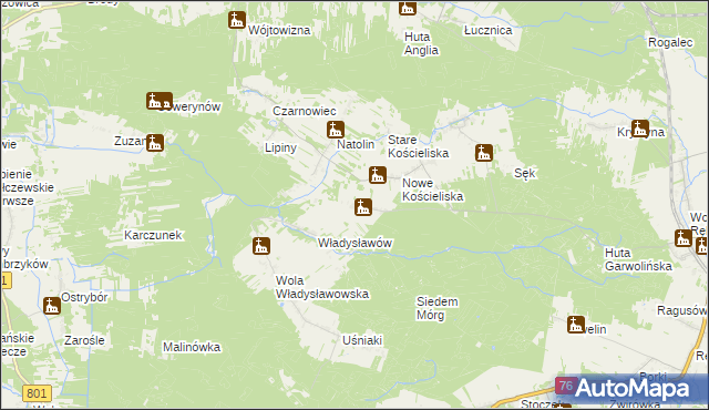 mapa Budy Uśniackie, Budy Uśniackie na mapie Targeo