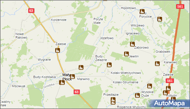 mapa Budy Żelazne, Budy Żelazne na mapie Targeo