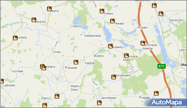 mapa Budyty, Budyty na mapie Targeo