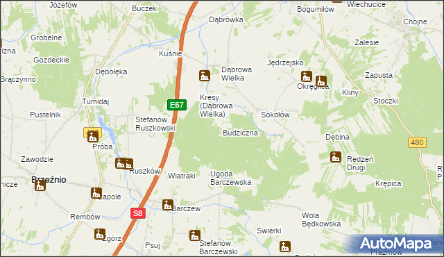 mapa Budziczna, Budziczna na mapie Targeo