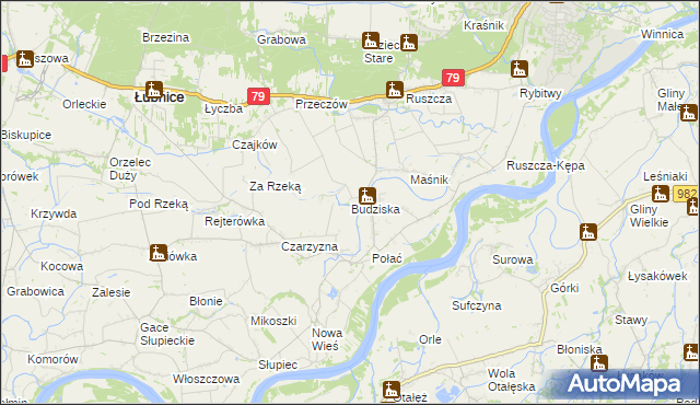 mapa Budziska gmina Łubnice, Budziska gmina Łubnice na mapie Targeo