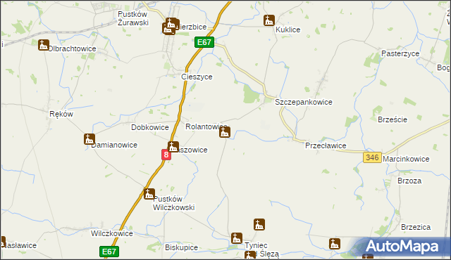 mapa Budziszów gmina Kobierzyce, Budziszów gmina Kobierzyce na mapie Targeo