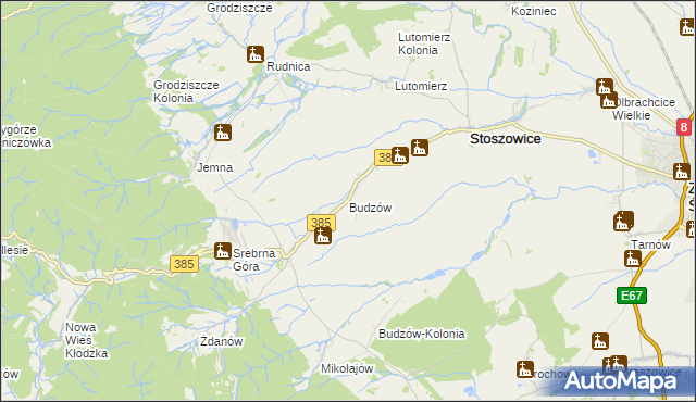 mapa Budzów gmina Stoszowice, Budzów gmina Stoszowice na mapie Targeo