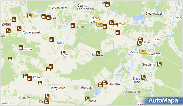 mapa Budzów gmina Żytno, Budzów gmina Żytno na mapie Targeo