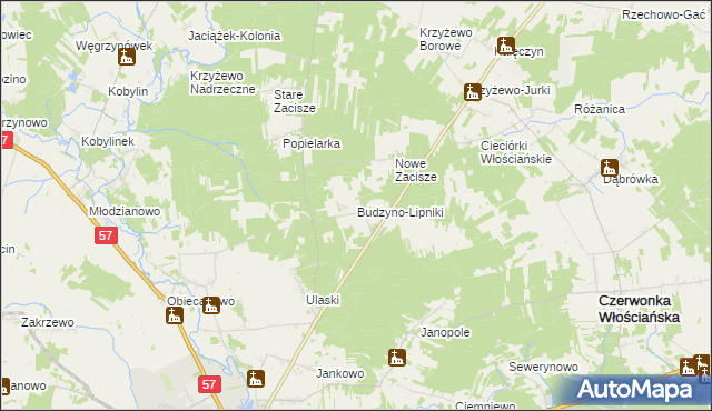 mapa Budzyno-Lipniki, Budzyno-Lipniki na mapie Targeo