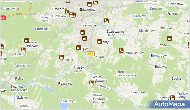 mapa Bugaj gmina Bełchatów, Bugaj gmina Bełchatów na mapie Targeo