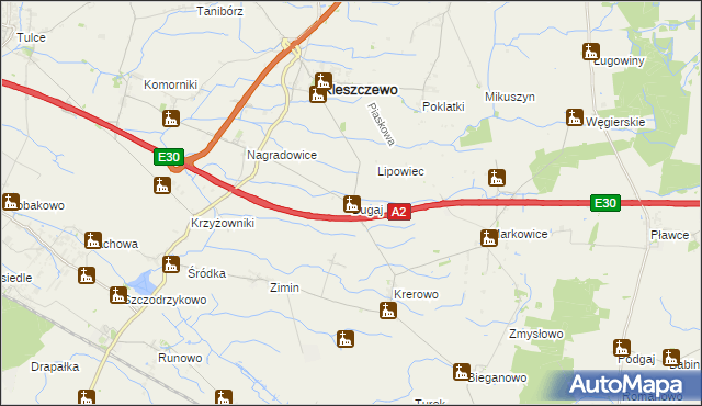 mapa Bugaj gmina Kleszczewo, Bugaj gmina Kleszczewo na mapie Targeo