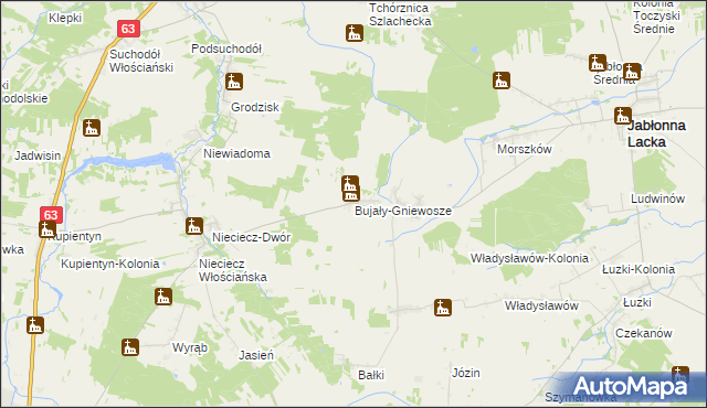 mapa Bujały-Gniewosze, Bujały-Gniewosze na mapie Targeo